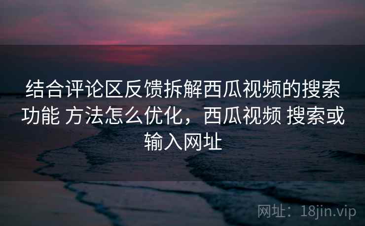 结合评论区反馈拆解西瓜视频的搜索功能 方法怎么优化，西瓜视频 搜索或输入网址