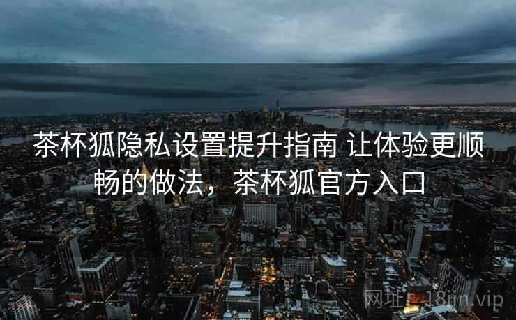 茶杯狐隐私设置提升指南 让体验更顺畅的做法，茶杯狐官方入口